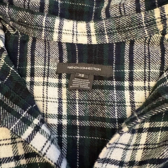 French Connection Navy and White Plaid Shirt - Picture 2 of 4